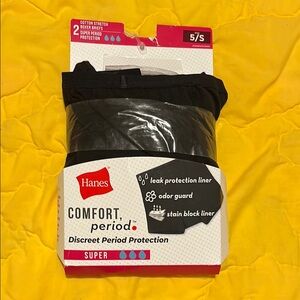 Hanes Set of Two Black Period Protection Underwear size S(5), NWT